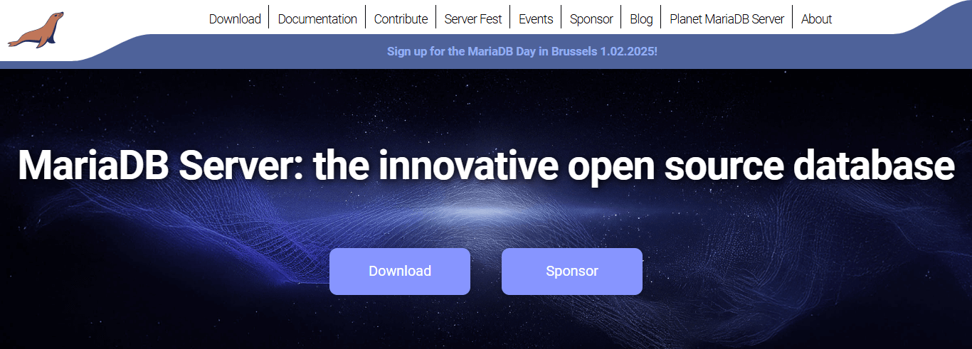 MariaDB’s homepage.