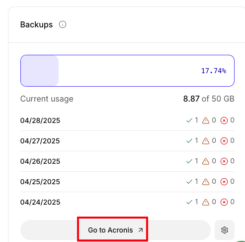 Go to Acronis button