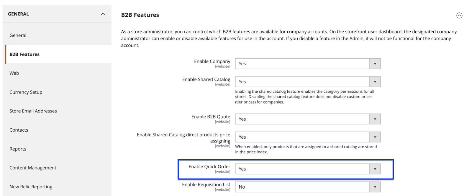 Enable Magento B2B quick order feature in the admin area.