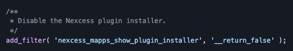 Hide the Nexcess Plugin Installer