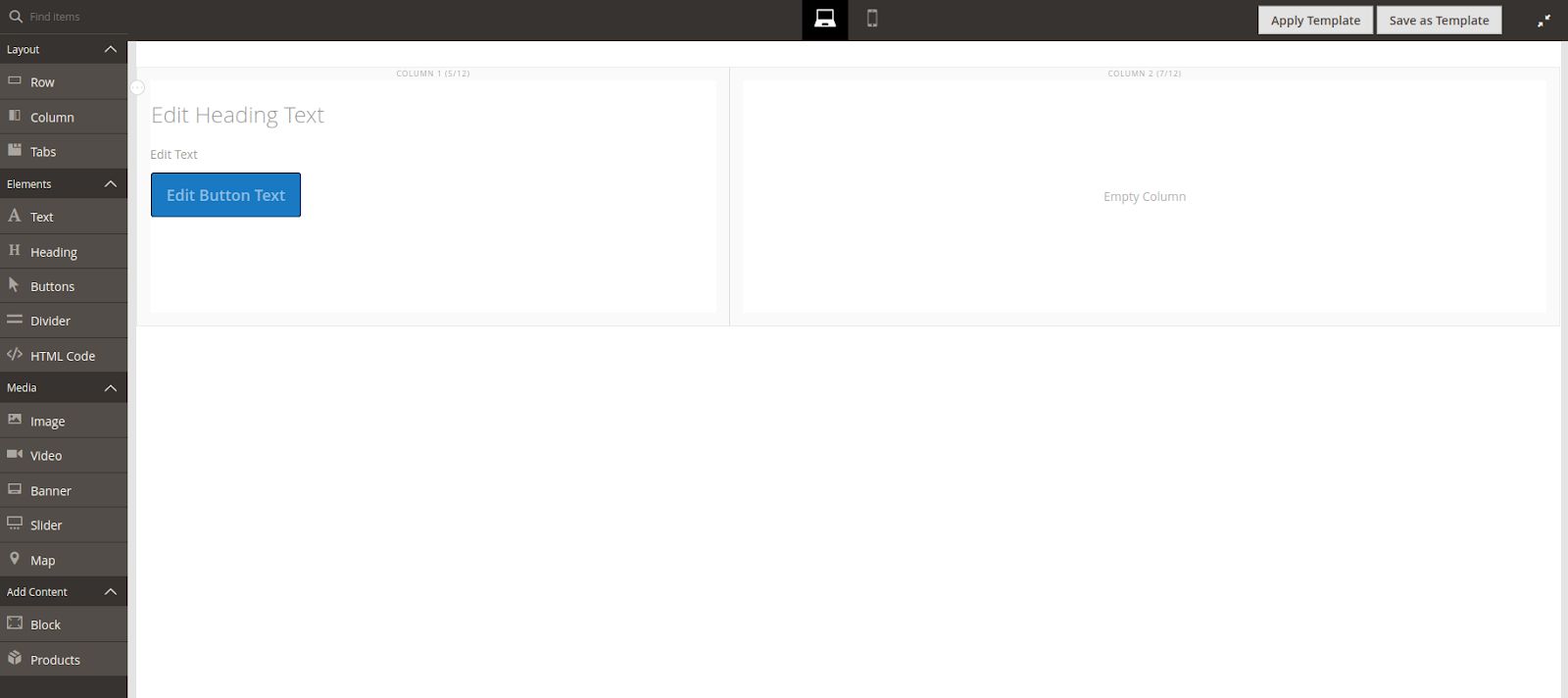 Magento CMS drag and drop content editor