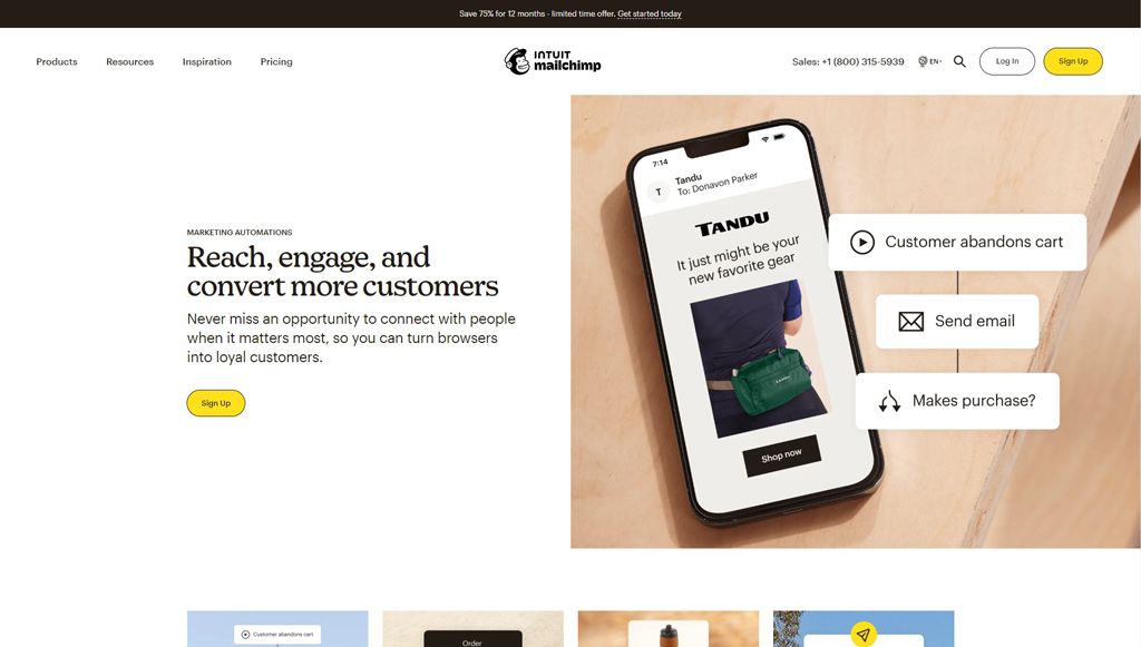 Screenshot of email automation tool Mailchimp's automations page.