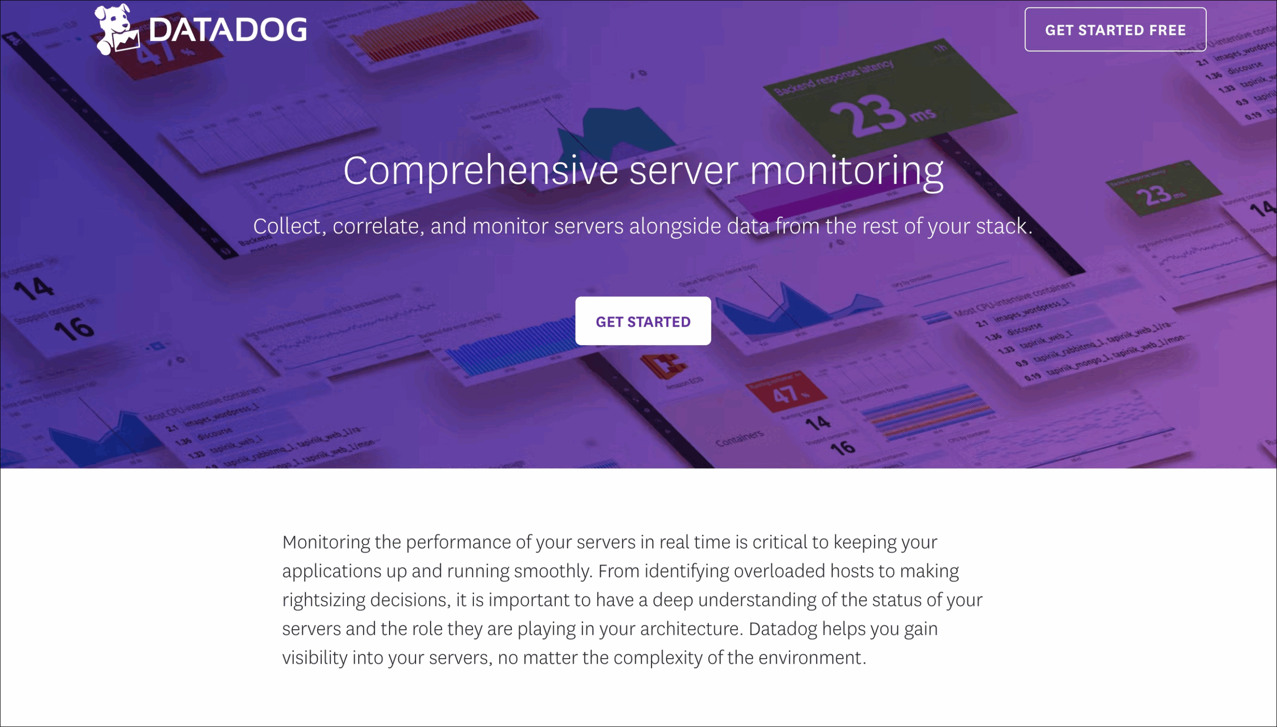 Screenshot of Datadog’s service page. 