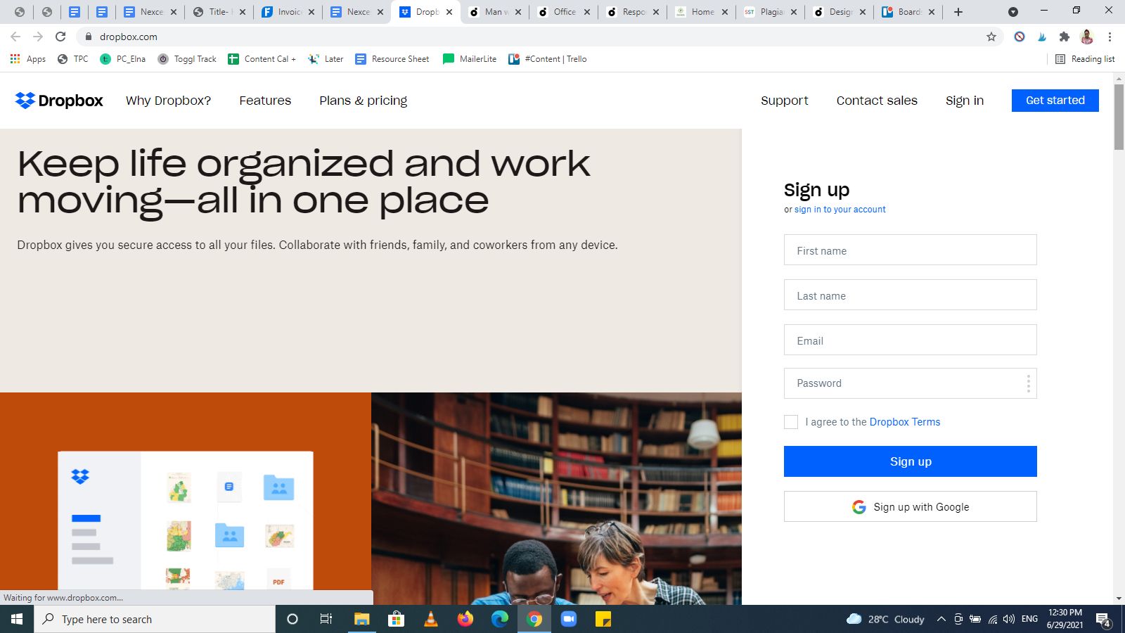 Dropbox’s homepage example