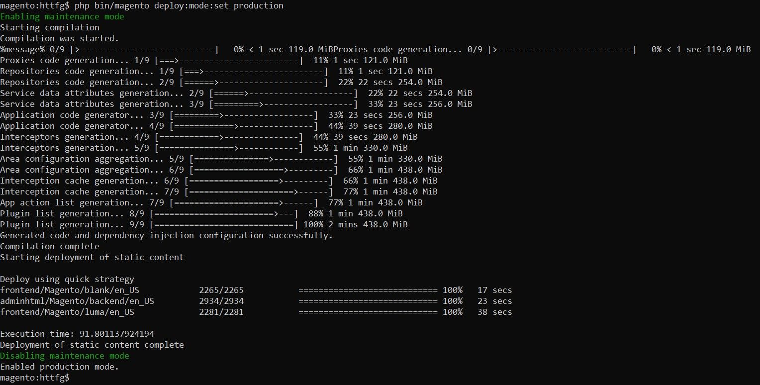 Enable production mode in Magento.