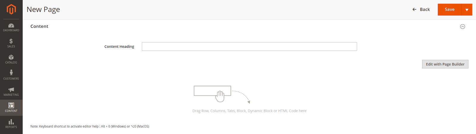 Choose Edit with Page Builder from the content tab