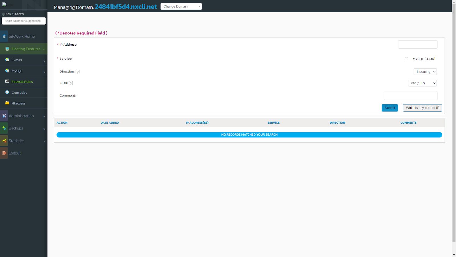 The Control Panel section on cloud hosting plans allows control over some additional settings