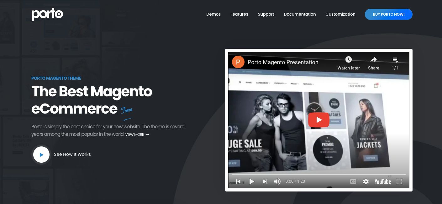 Porto is the best Magento mobile theme for ecommerce stores on Magento Enterprise, low-level servers, and shared hosting.