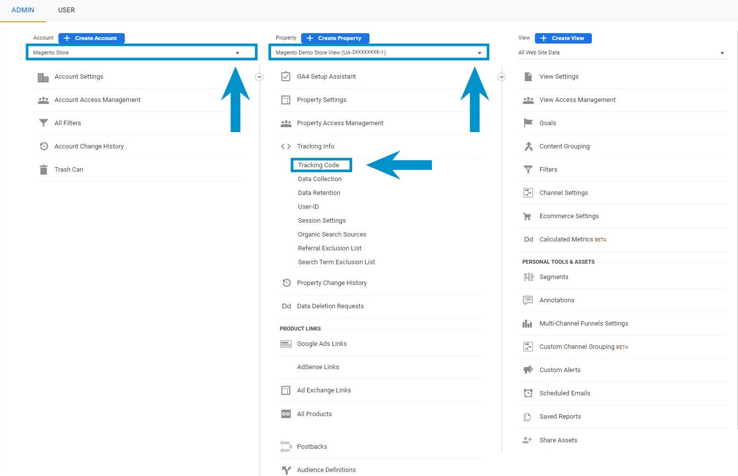 Find Universal Analytics tracking code.