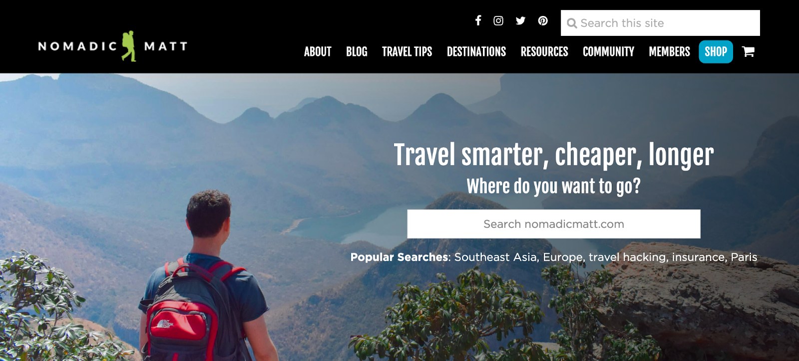 Membership site example: Nomadic Matt