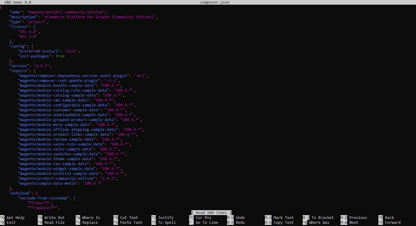Edit the Magento composer.json file.