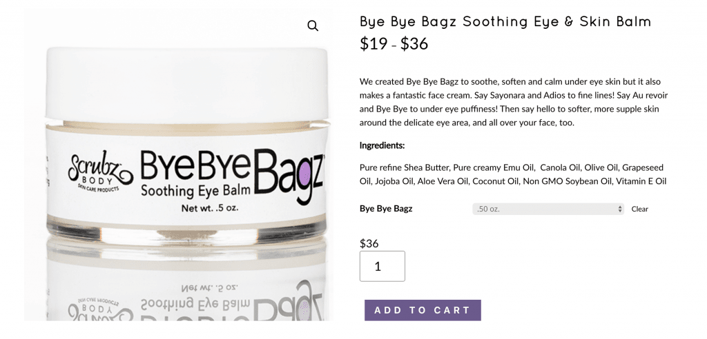 A product listing for beauty products.