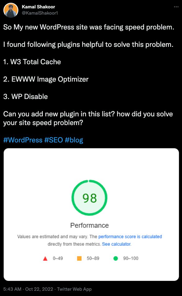 Tweet from @KamalShakoor1 that reads 