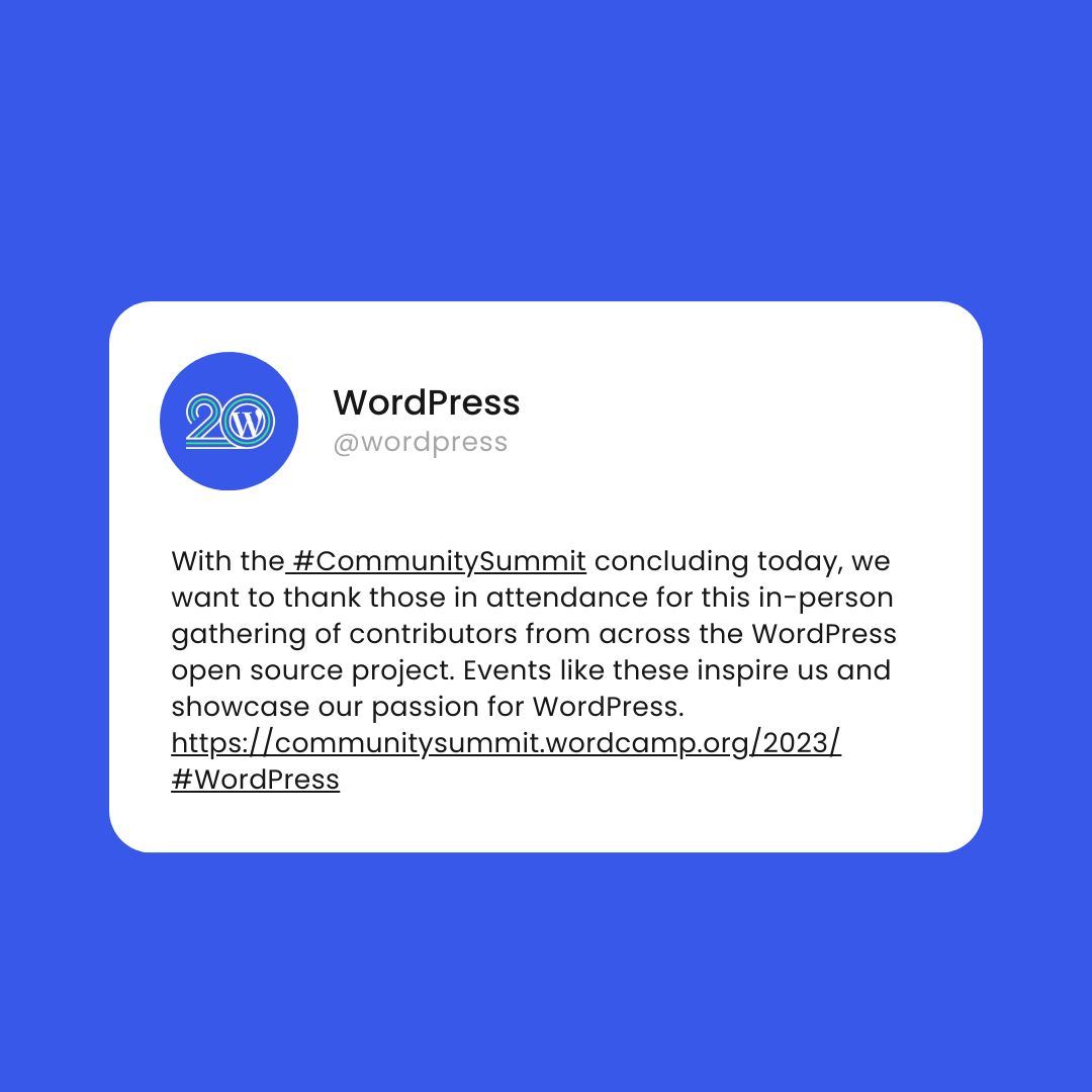 A tweet from WordPress.