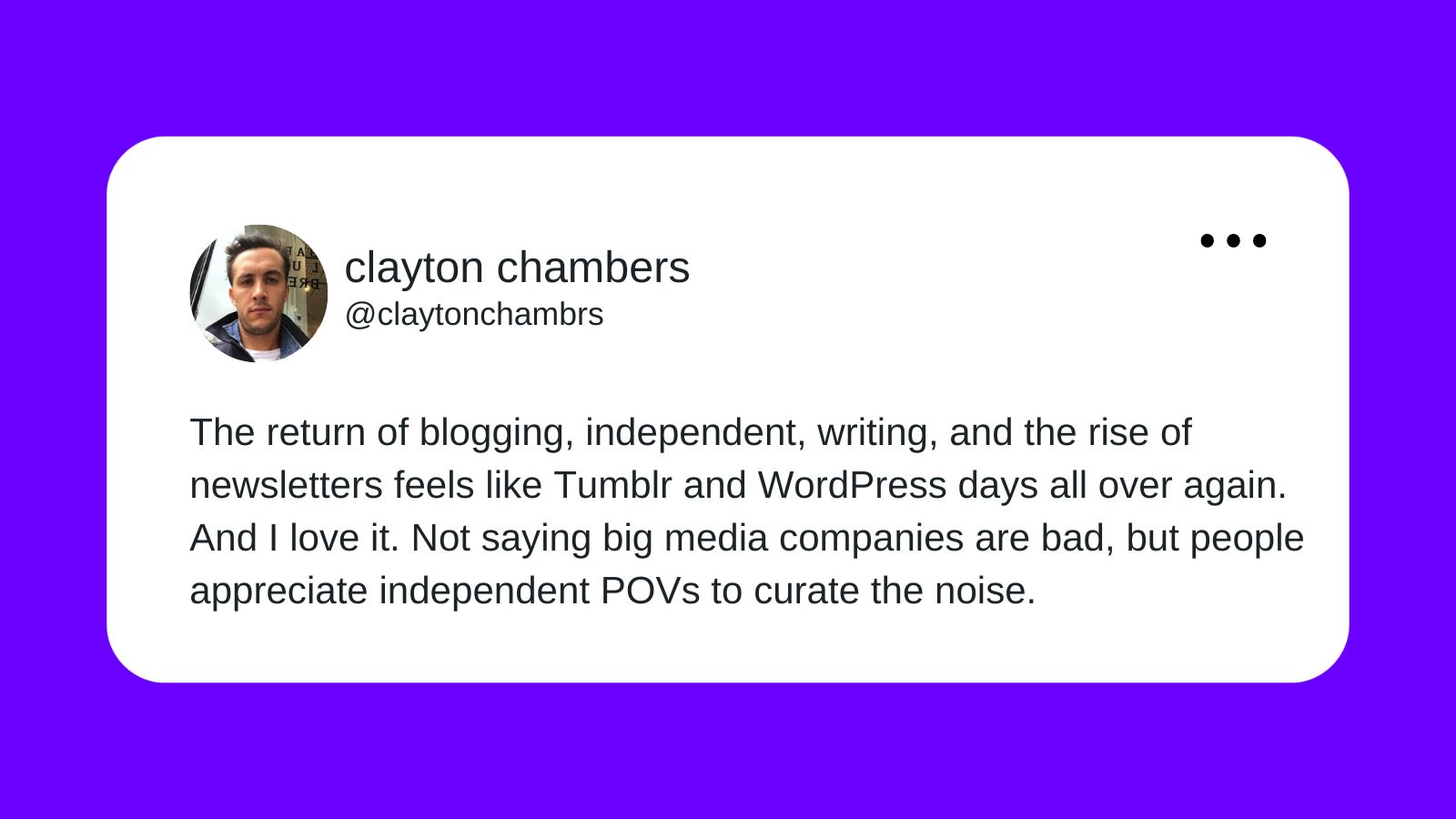 Clayton Chambers tweeting 