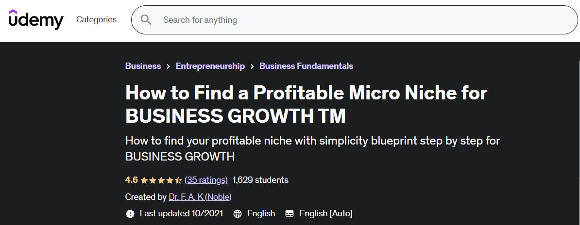 Screenshot of Udemy homepage