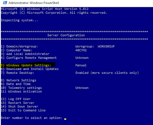 windows update settings in powershell