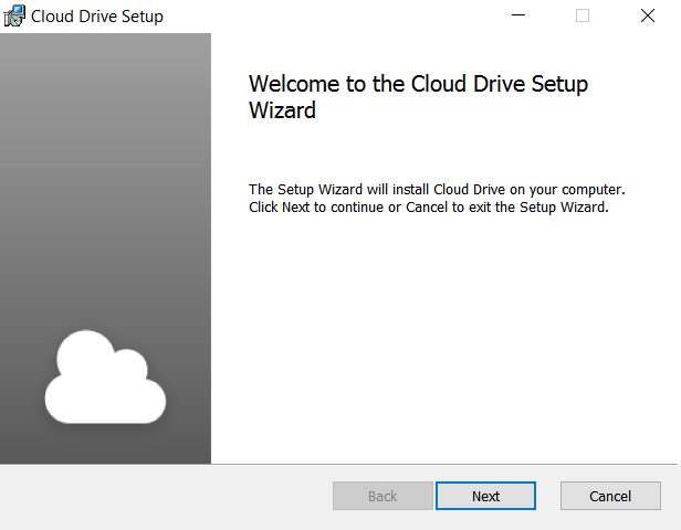 cloud drive welcome screen