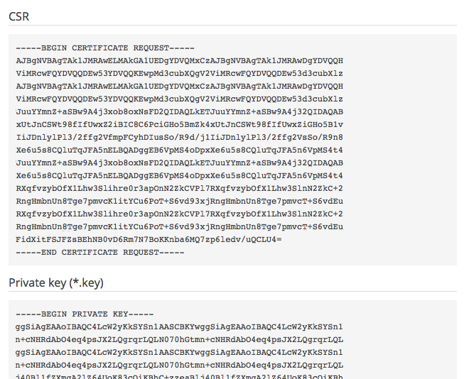 your CSR and private key