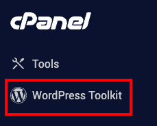 wordpress toolkit link highlighted