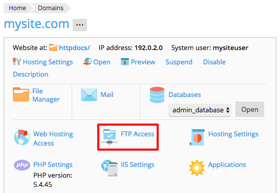 Plesk domains listing