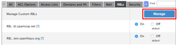 manage button highlighted