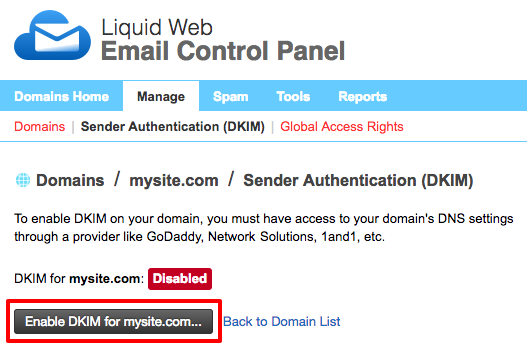 enabling DKIM
