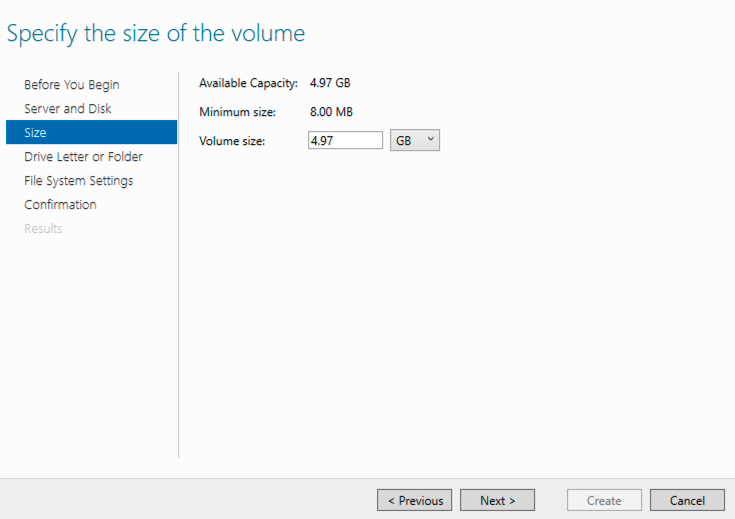 disk size dialog