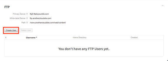 create user button highlighted