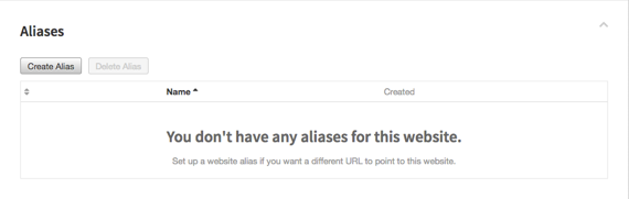 alias section on cloud sites home page