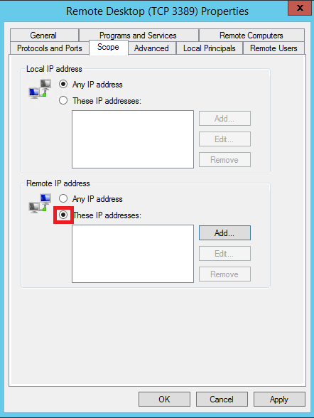 remote IP address button
