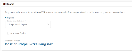 hostname selection screen