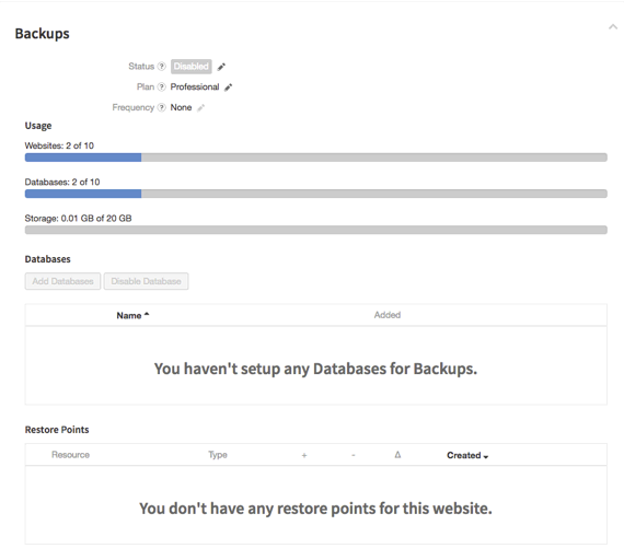 backups showing disabled