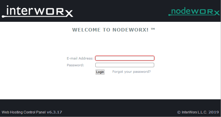 nodeworx login screen