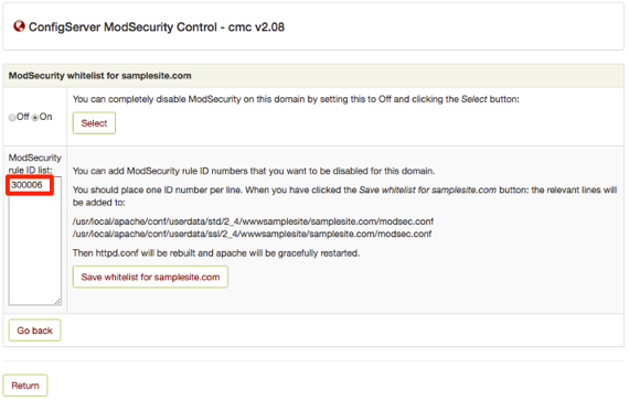 rule pasted in rule id list