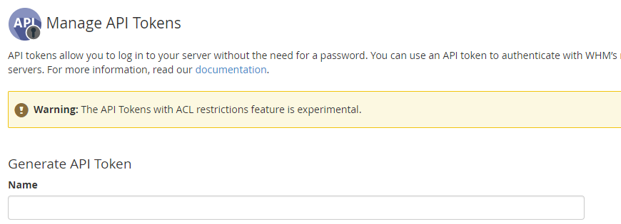 name field for api token