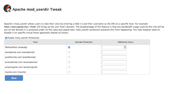 apache tweak section