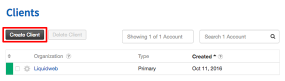 create client button highlighted