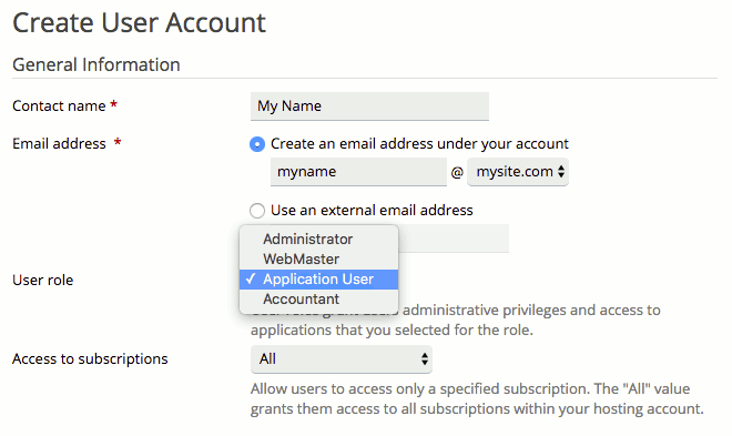 choosing a user role