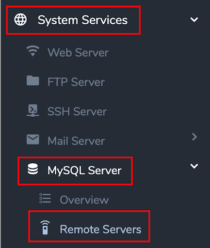 mysql remote servers link