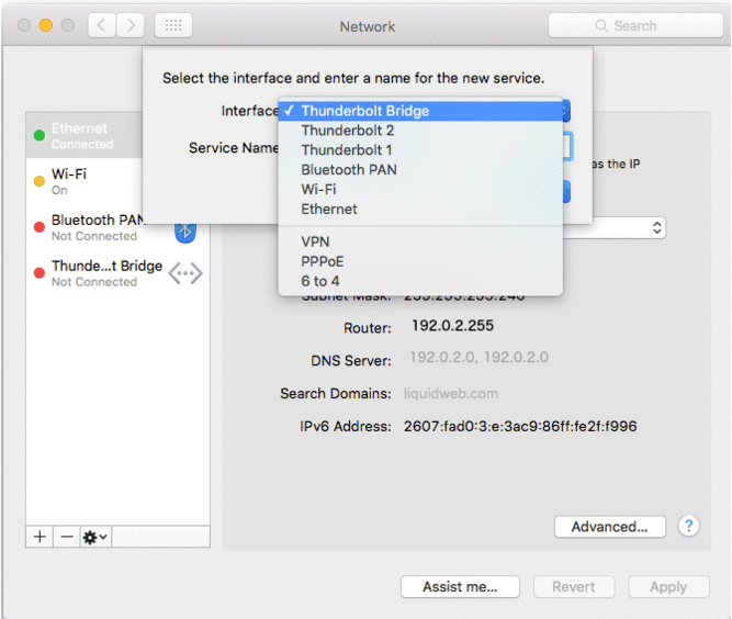 gif showing popup and selecting new service configuration