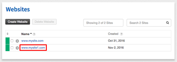 website name highlighted