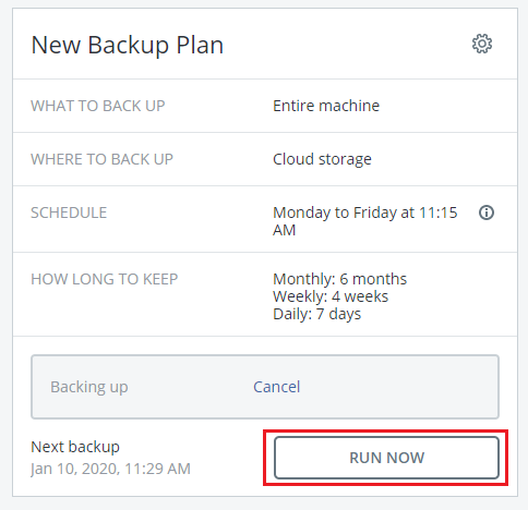 run now button highlighted
