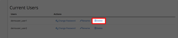 delete button highlighted