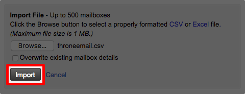 import button highlighted