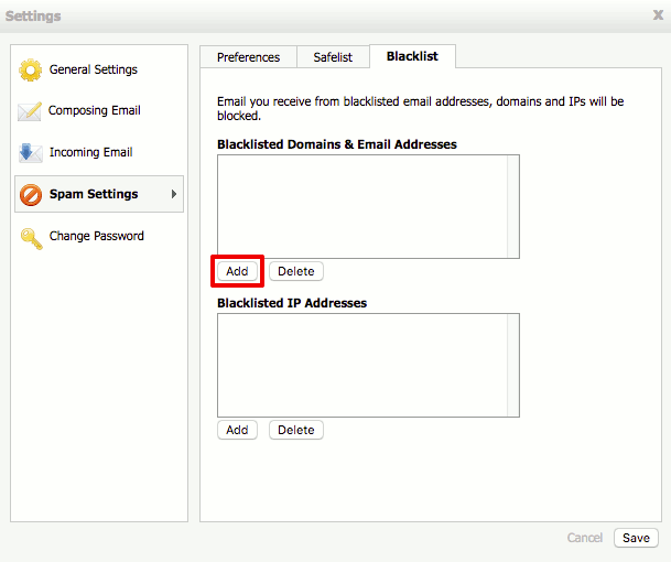 blacklisting interface