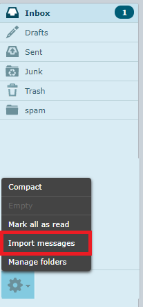 import message button highlighted.