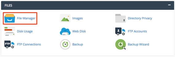 file manager link on cpanel home page