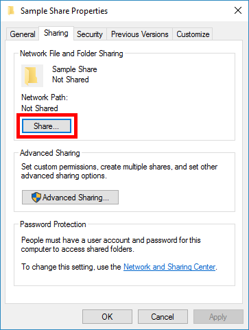 share button highlighted