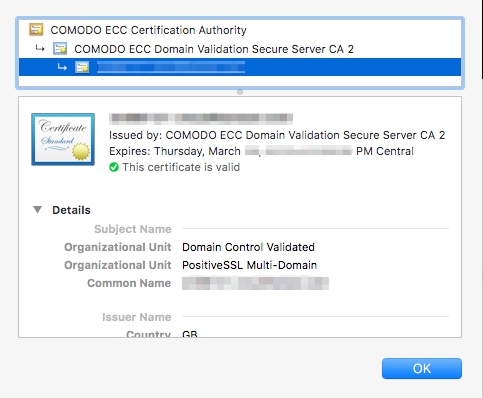 certificate installation confirmation